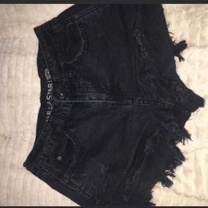 Black Distressed Jean Shorts